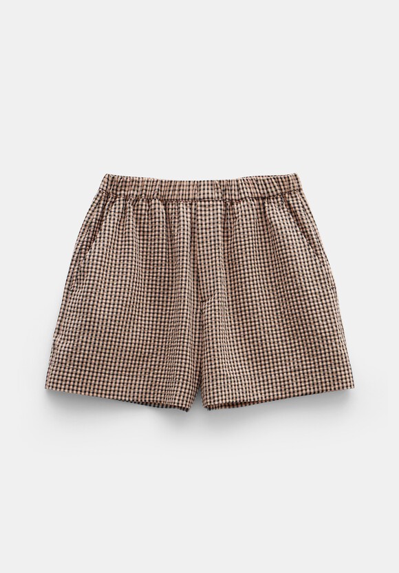 Margot Cotton Crinkle Gingham Boxer Shorts