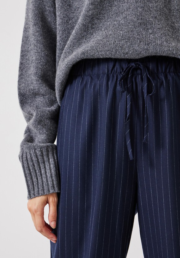 Pinstripe Wool Blend Trouser