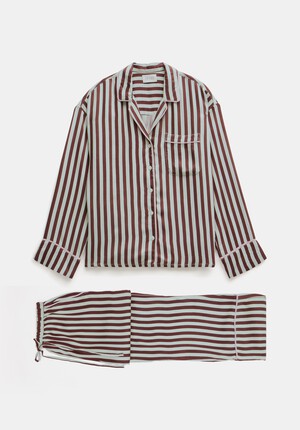 Angelina Satin Modal Stripe Pyjama Set