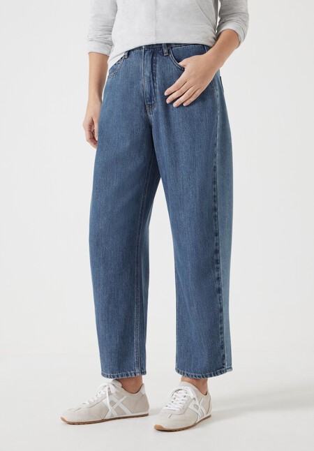 Two Tone Barrel Leg Jeans