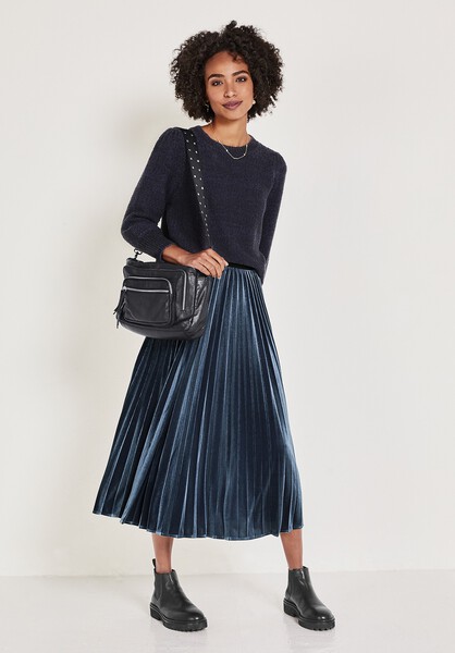 Thea Velour Pleated Skirt