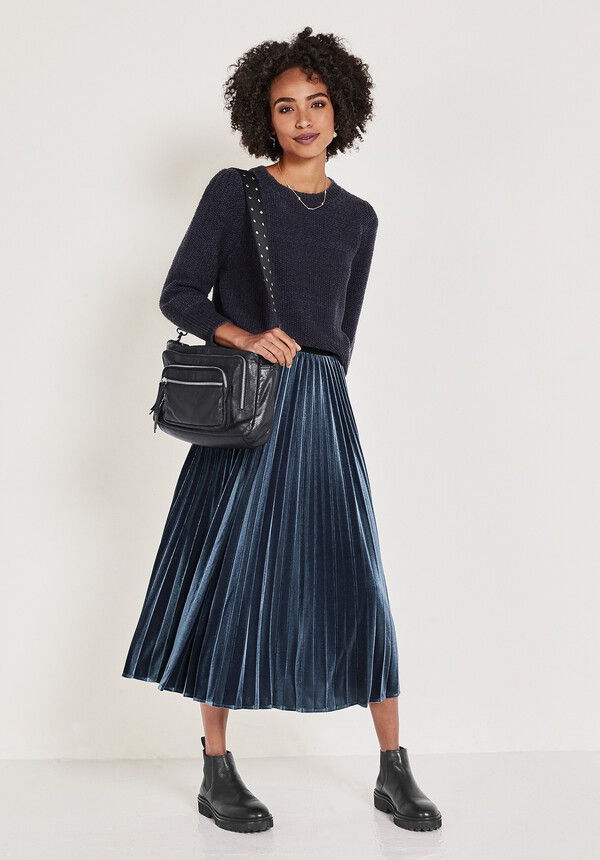 Thea Velour Pleated Skirt