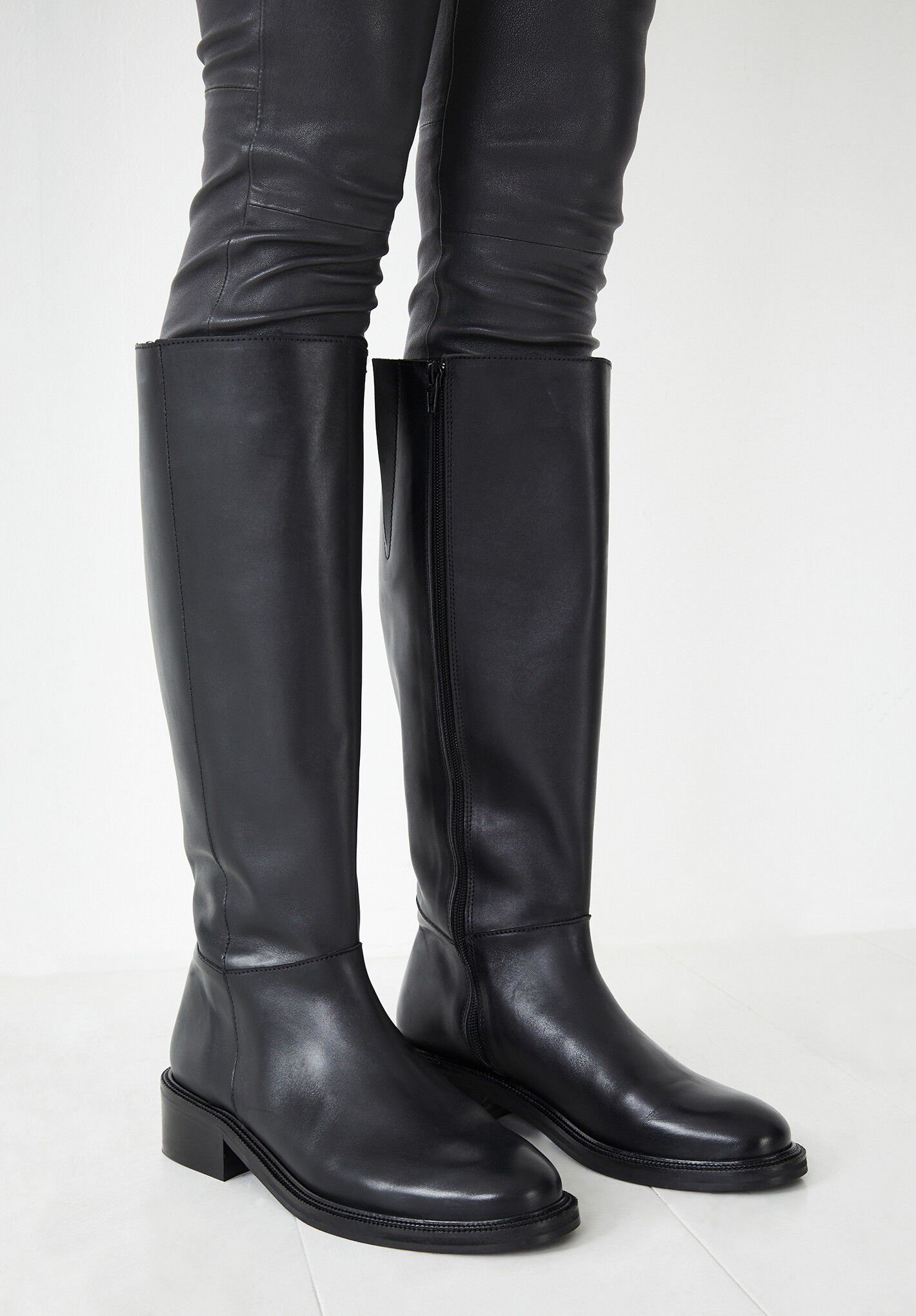 Zara black leather boots clearance