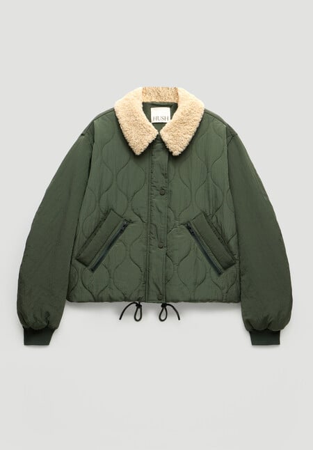 Teddy Collar Quilt Mix Jacket