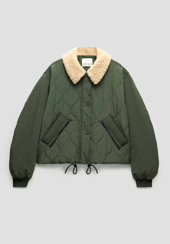 Teddy Collar Quilt Mix Jacket