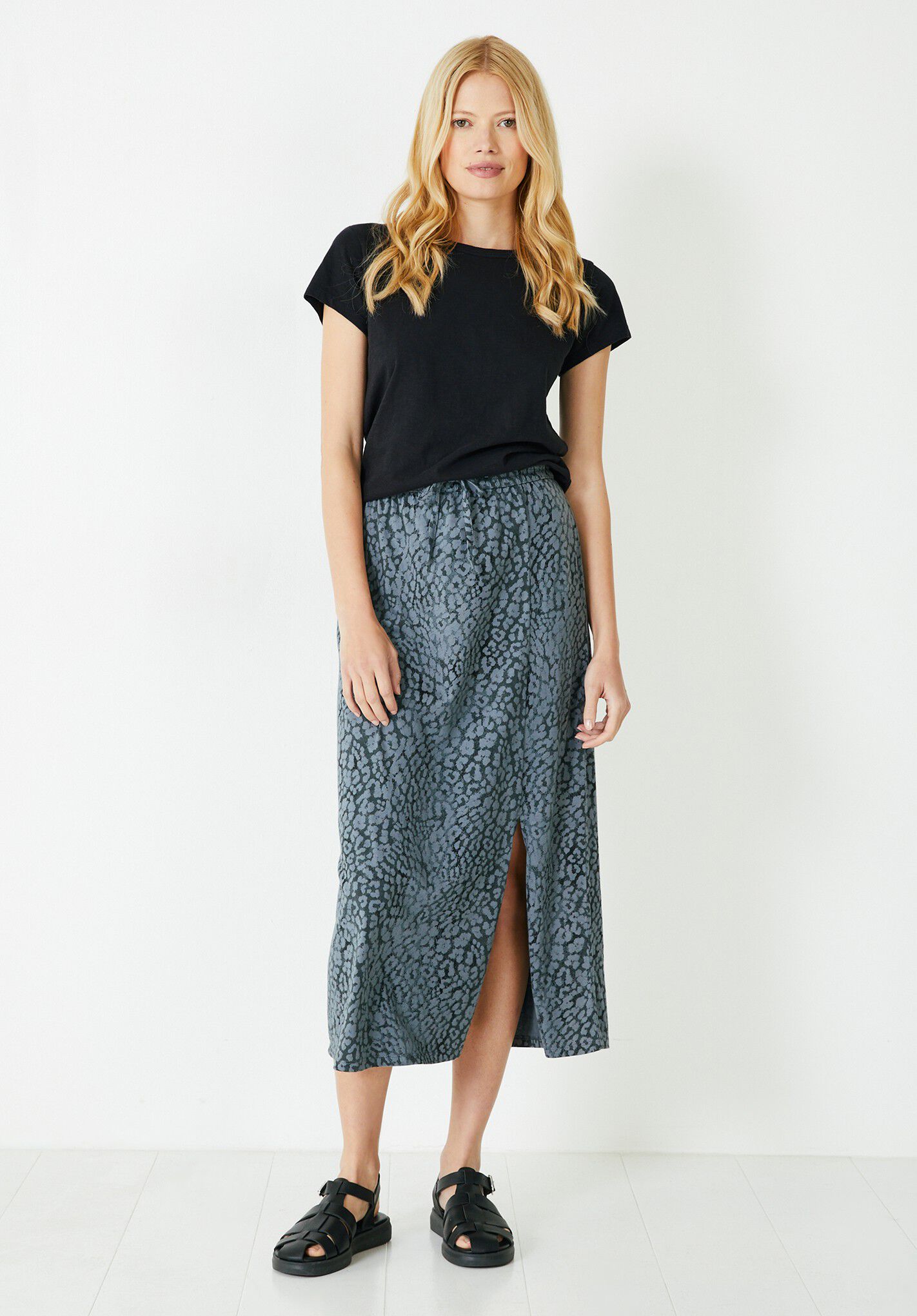 Jersey leopard midi skirt 2025