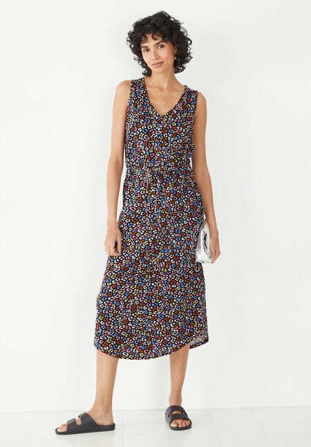 V-Neck Cotton Jersey Midi Dress