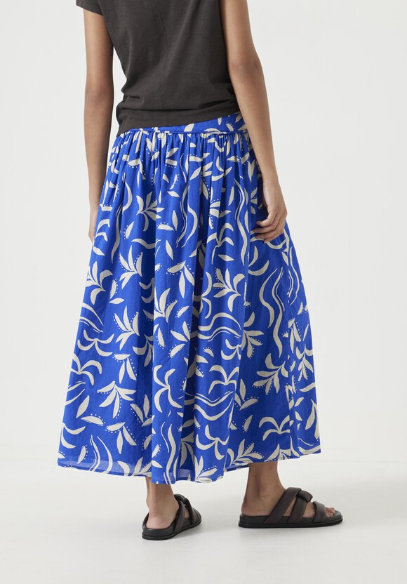 Printed Midi Gathered Detail Skirt