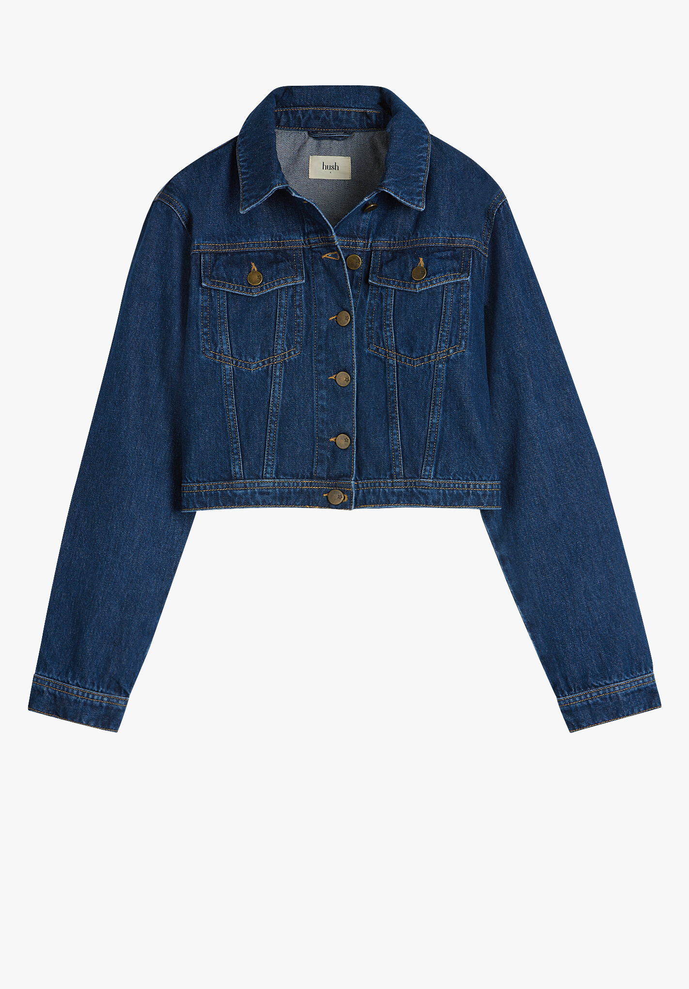 Cropped dark blue denim jacket shop