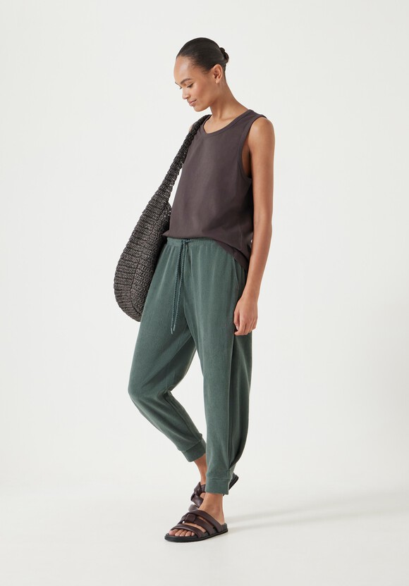 Towelling Barrel Leg Pleat Joggers