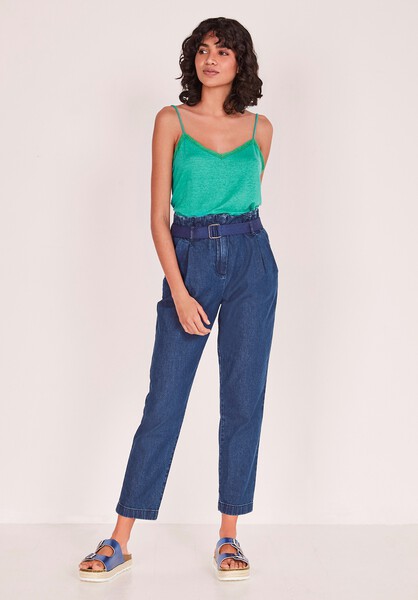 Lace Trim Jersey Linen Cami
