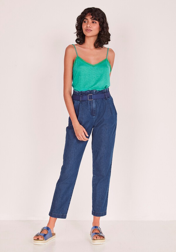 Lace Trim Jersey Linen Cami
