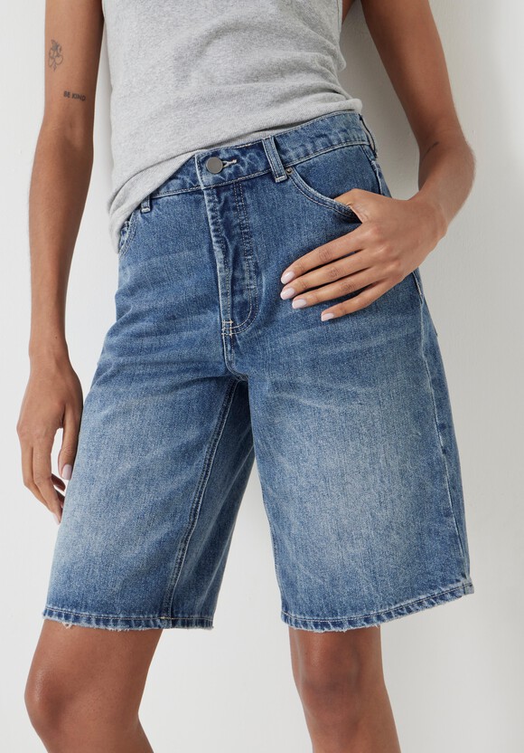 Long Boyfriend Denim Shorts