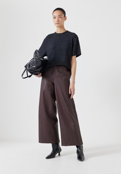 Leather Cropped Wide Leg Trousers