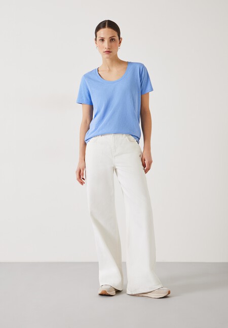 Hari Scoop Neck Cotton Slub T-Shirt