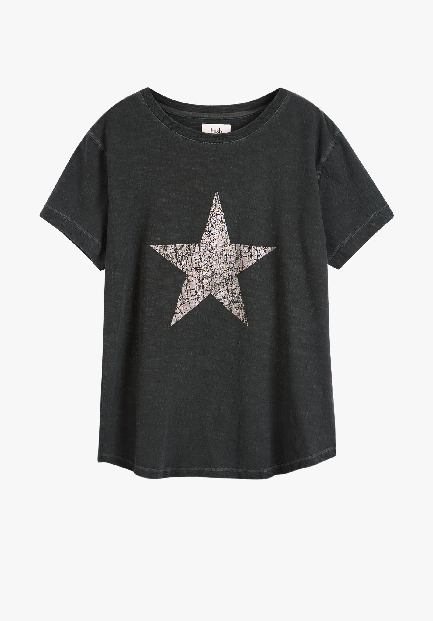 Metallic Crackle Star T Shirt Dark Grey hush