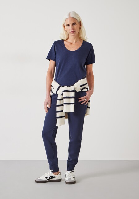 Hari Scoop Neck Cotton Slub T-Shirt