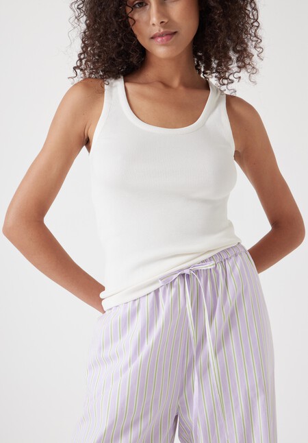 Cotton Poplin Stripe Vest Pyjamas Set