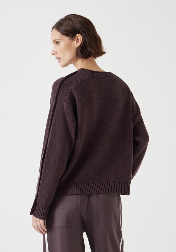 Popper Sleeve Crew Knitted Jumper