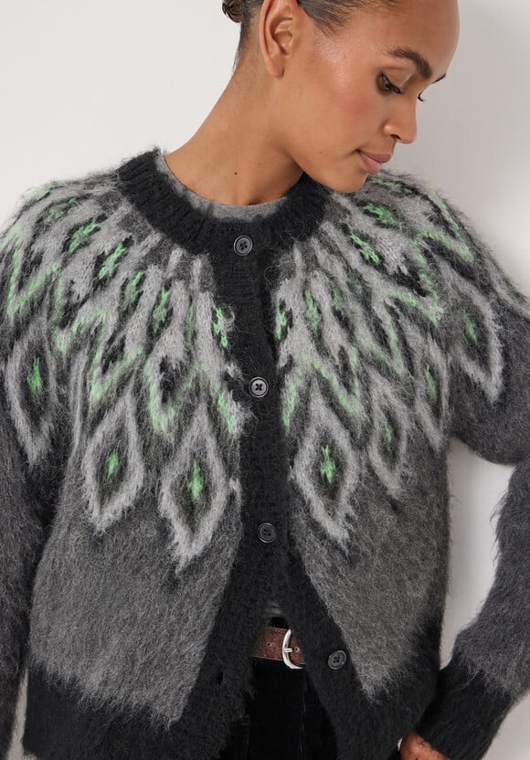 Brushed Fairisle Cardigan with Mohair
