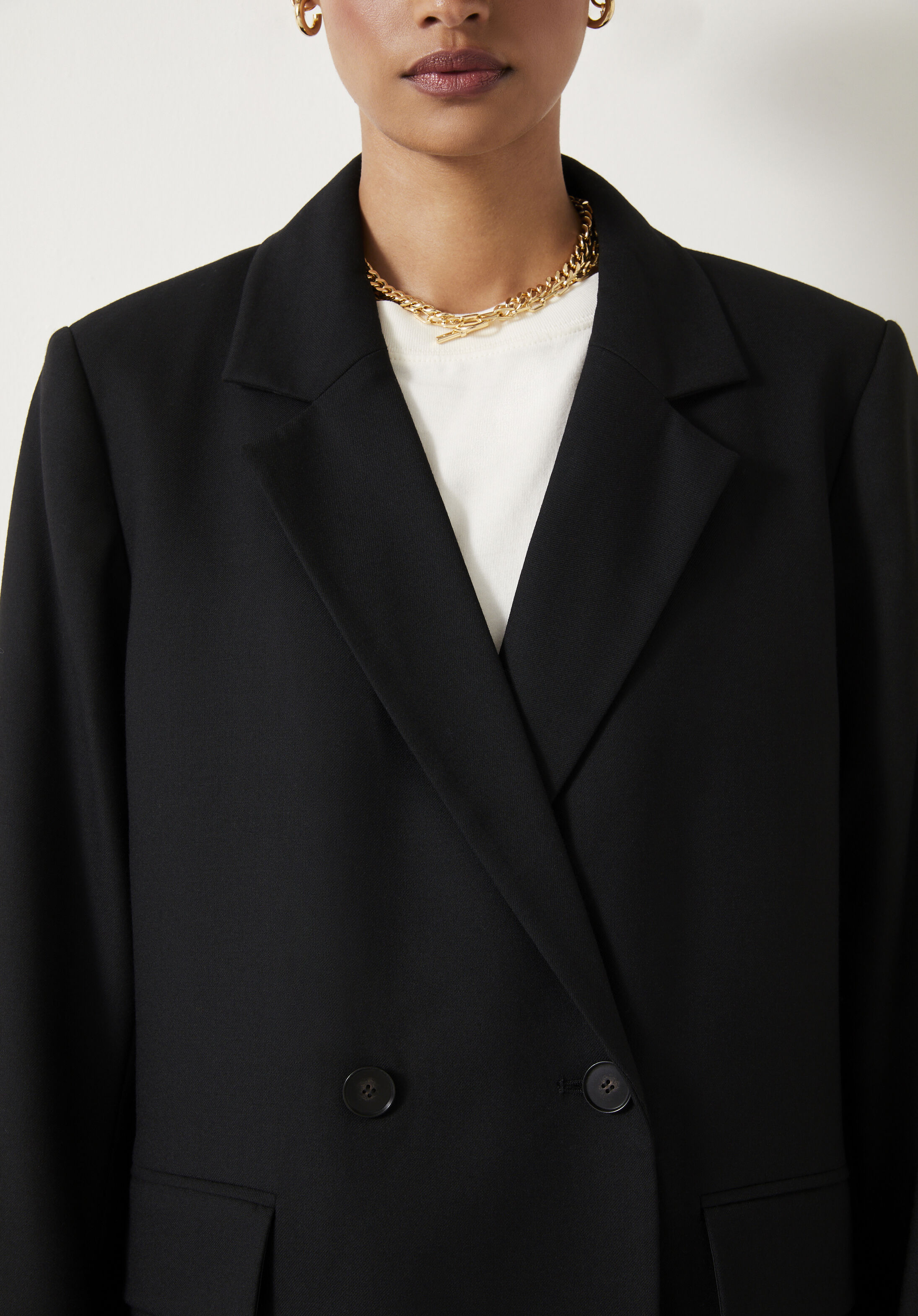 Double breasted wool blend top jacket