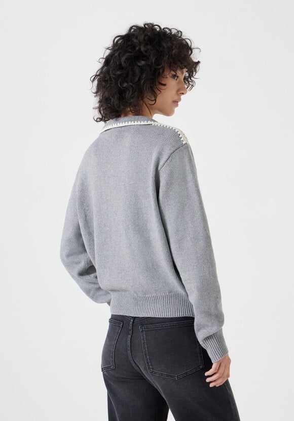 Whipstitch Collar Cotton Jumper