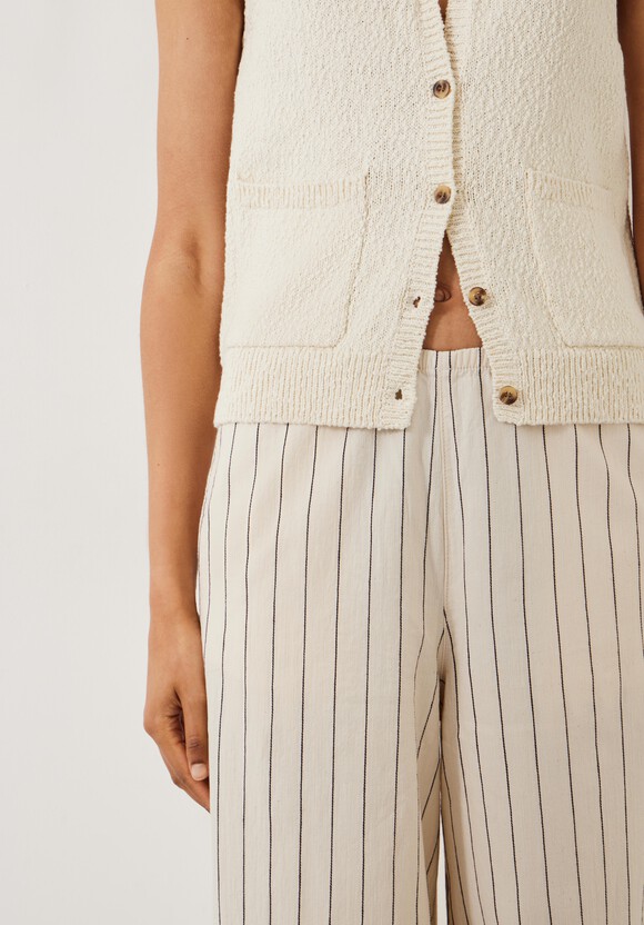 Elissia Striped Cotton Wide Leg Trousers