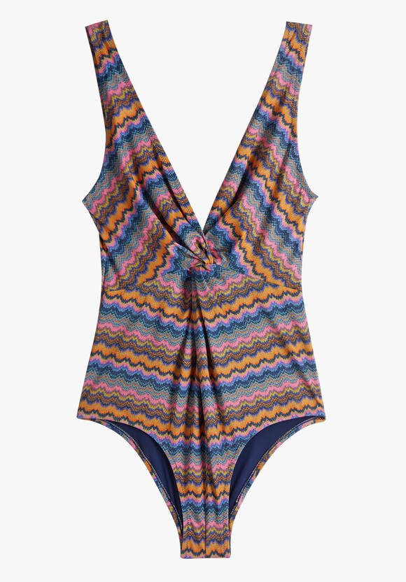 Zig Zag Front Twist Swimsuit