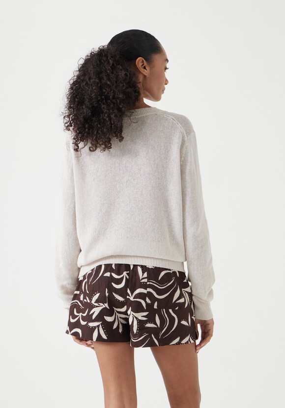 Linen Blend V Neck Jumper