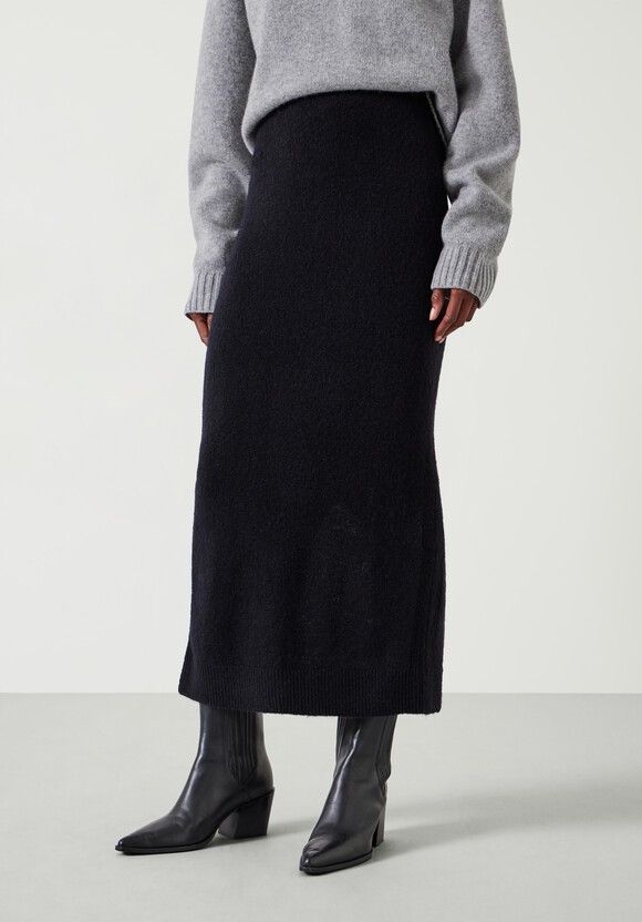 Missy Slim Knitted Wool Blend Midi Skirt