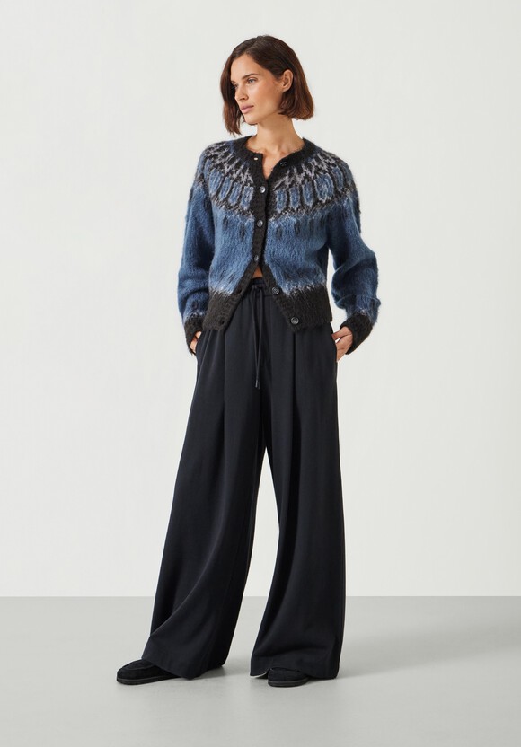 Chloe Brushed Fairisle Cropped Cardigan