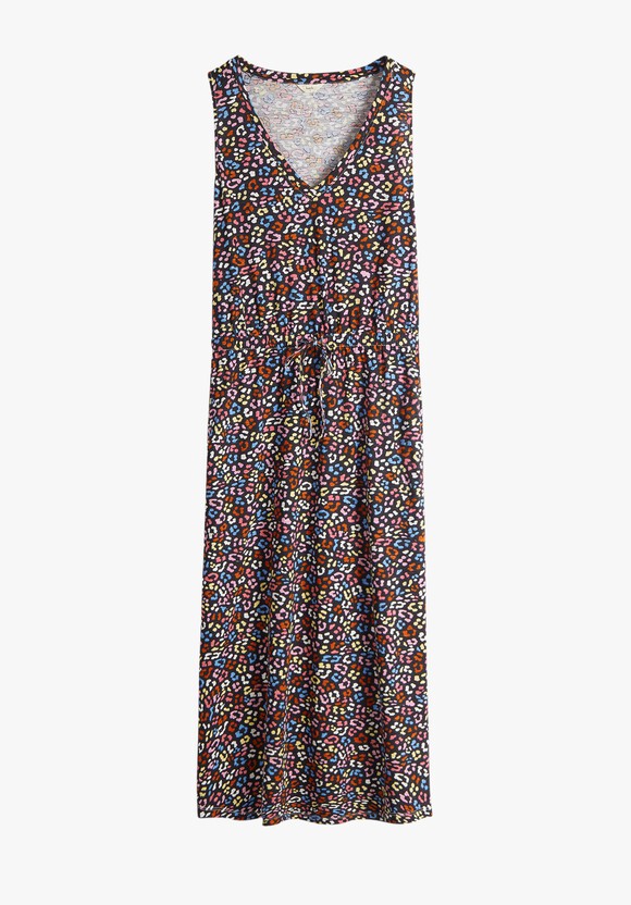 V-Neck Cotton Jersey Midi Dress