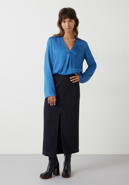 Nadia V-Neck Satin  Blouse