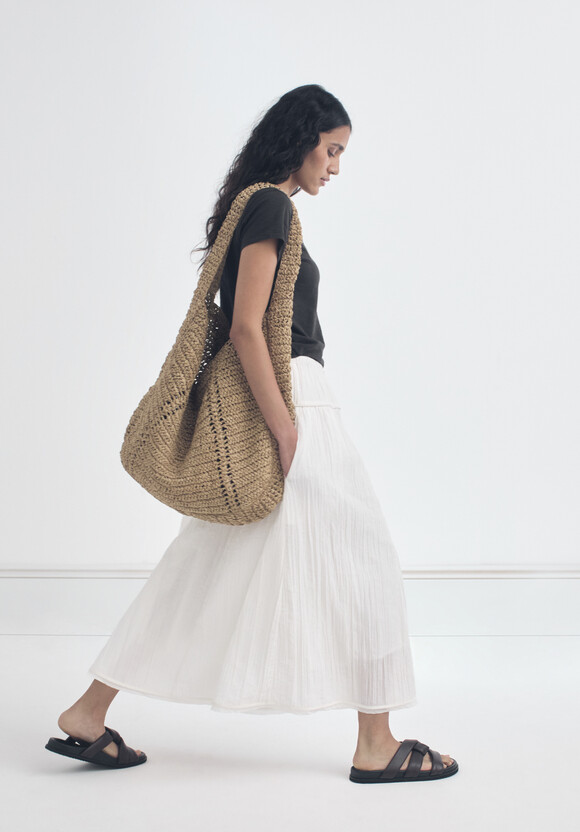 Gathered Detail Midi Skirt