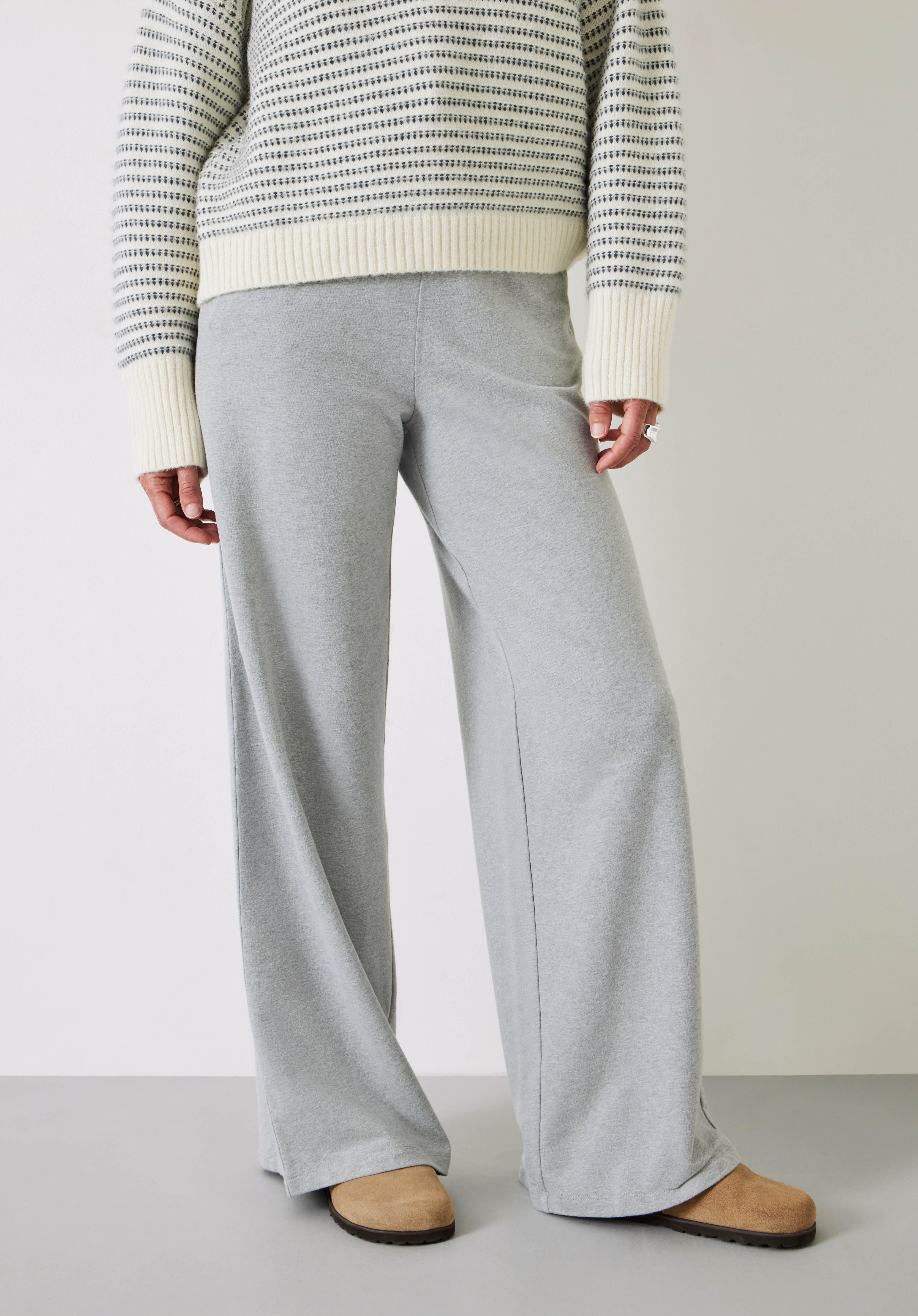 Grey jersey wide leg trousers discount