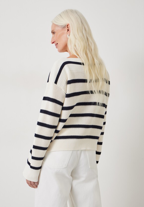 Aubrey Ribbed Boat Neck Cotton Jumper