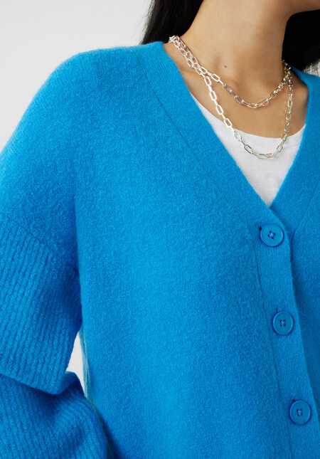 Lori Ribbed Sleeve Wool Blend Cardigan