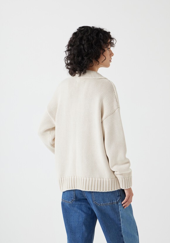 Knitted Cotton Rugby Jumper With Pocket