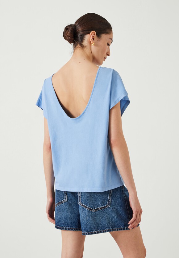 Back Scoop Detail Cotton T-Shirt