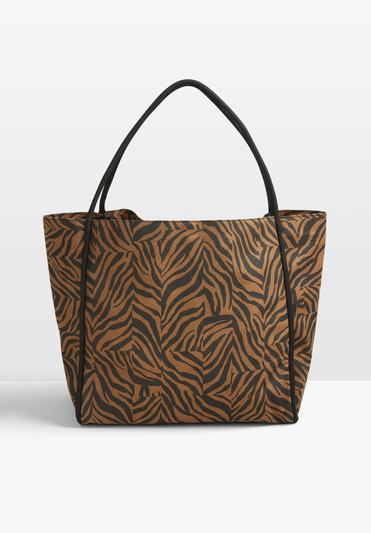 Vero Zebra Print Tote Bag | zebra-patchwork-brown | hush