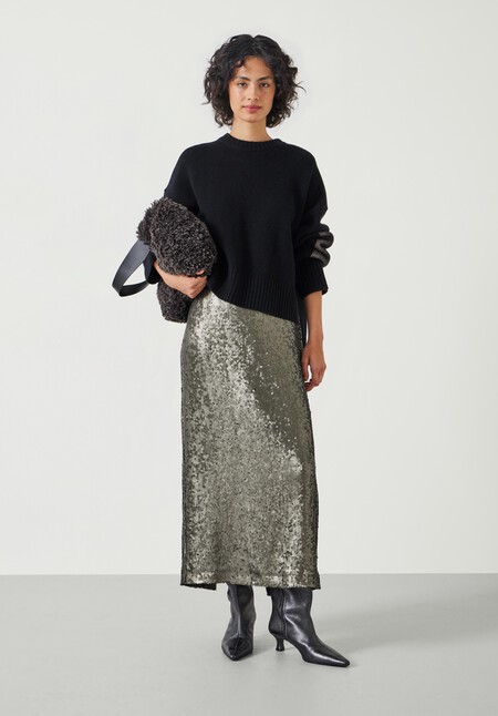Anais Sheer Sequin Midi Skirt