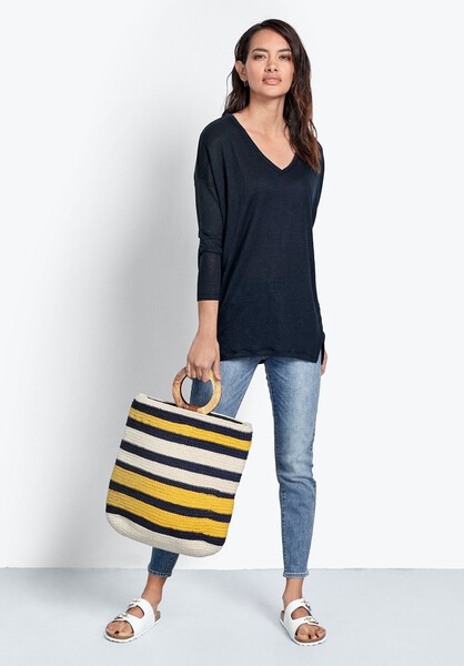 Wide Linen V Neck Top