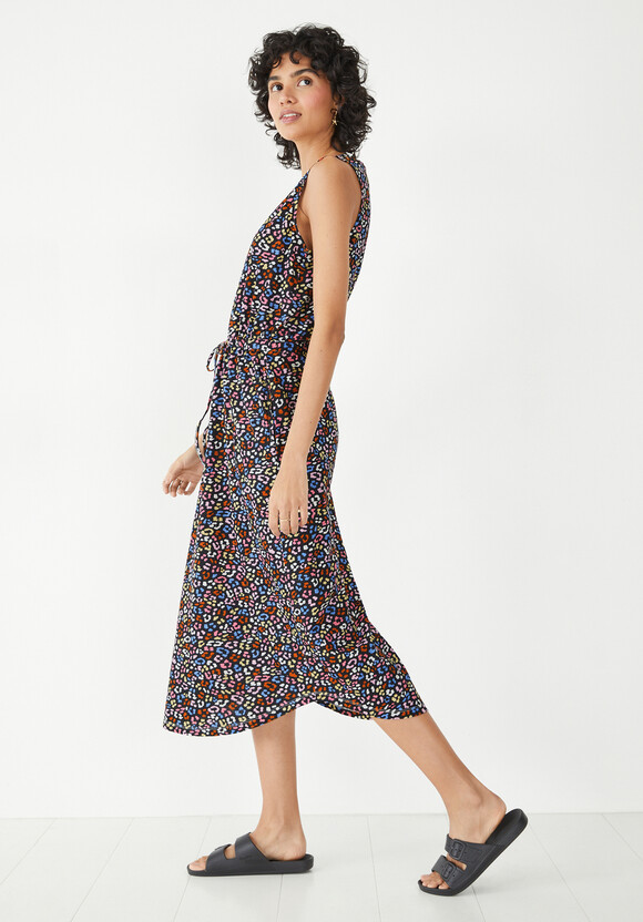 V-Neck Cotton Jersey Midi Dress