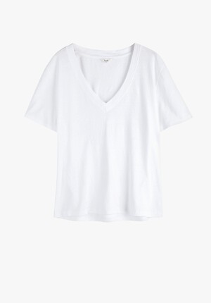 Deep V Linen Blend Tee
