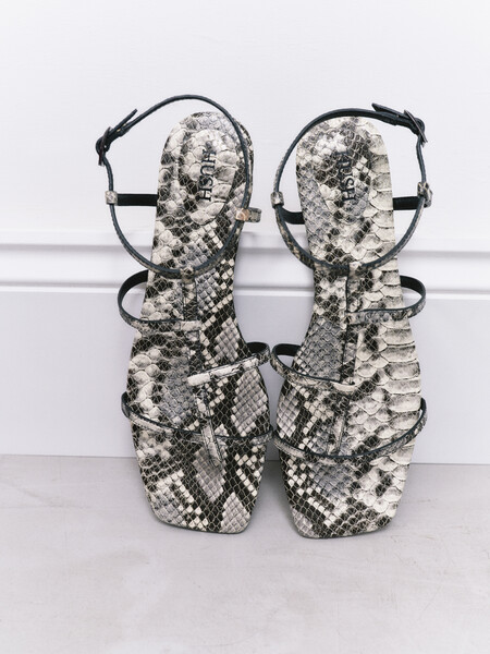 Leather Strappy Low Heel Sandals