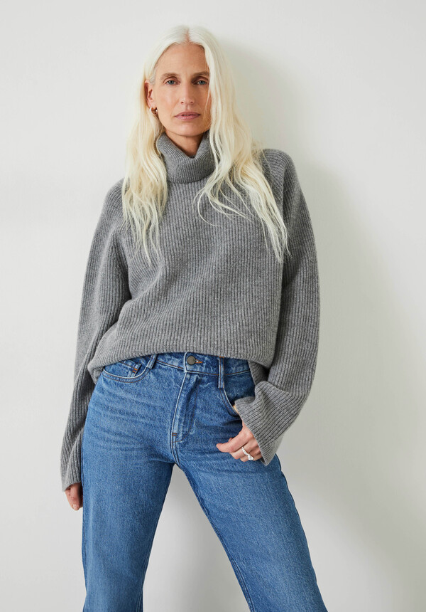 Raia Ribbed Cashmere Roll Neck Jumper