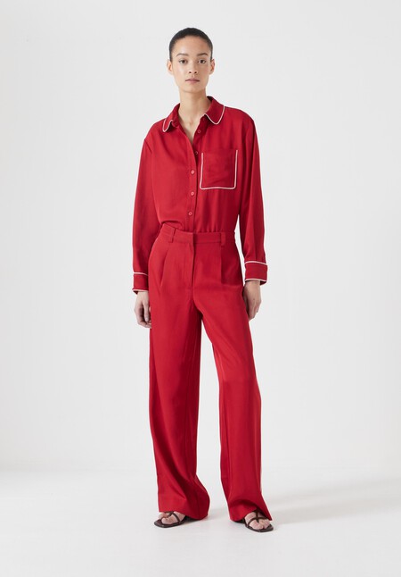 Carys Piping Detail Wide Leg Trousers