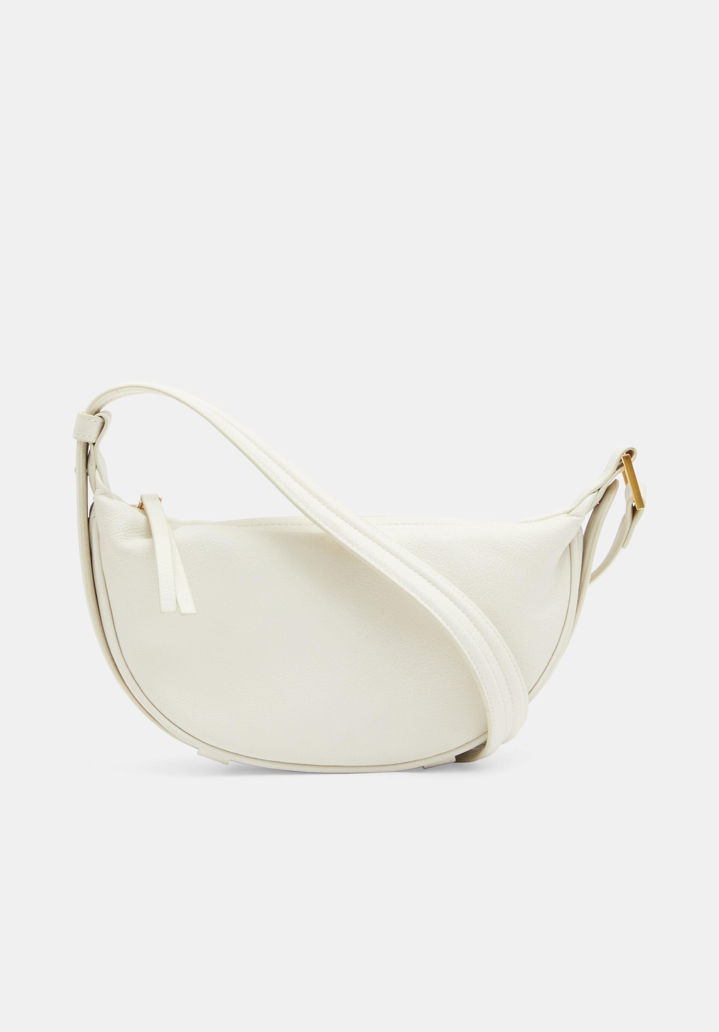 Rory Crescent Leather Crossbody Bag Bone hush