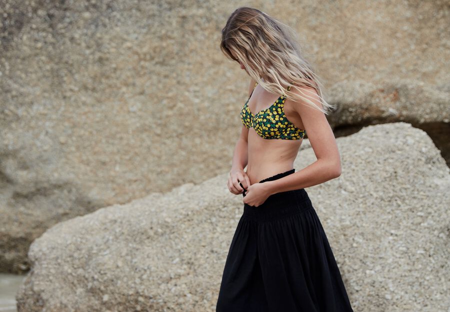 Shirred Midi Skirt
