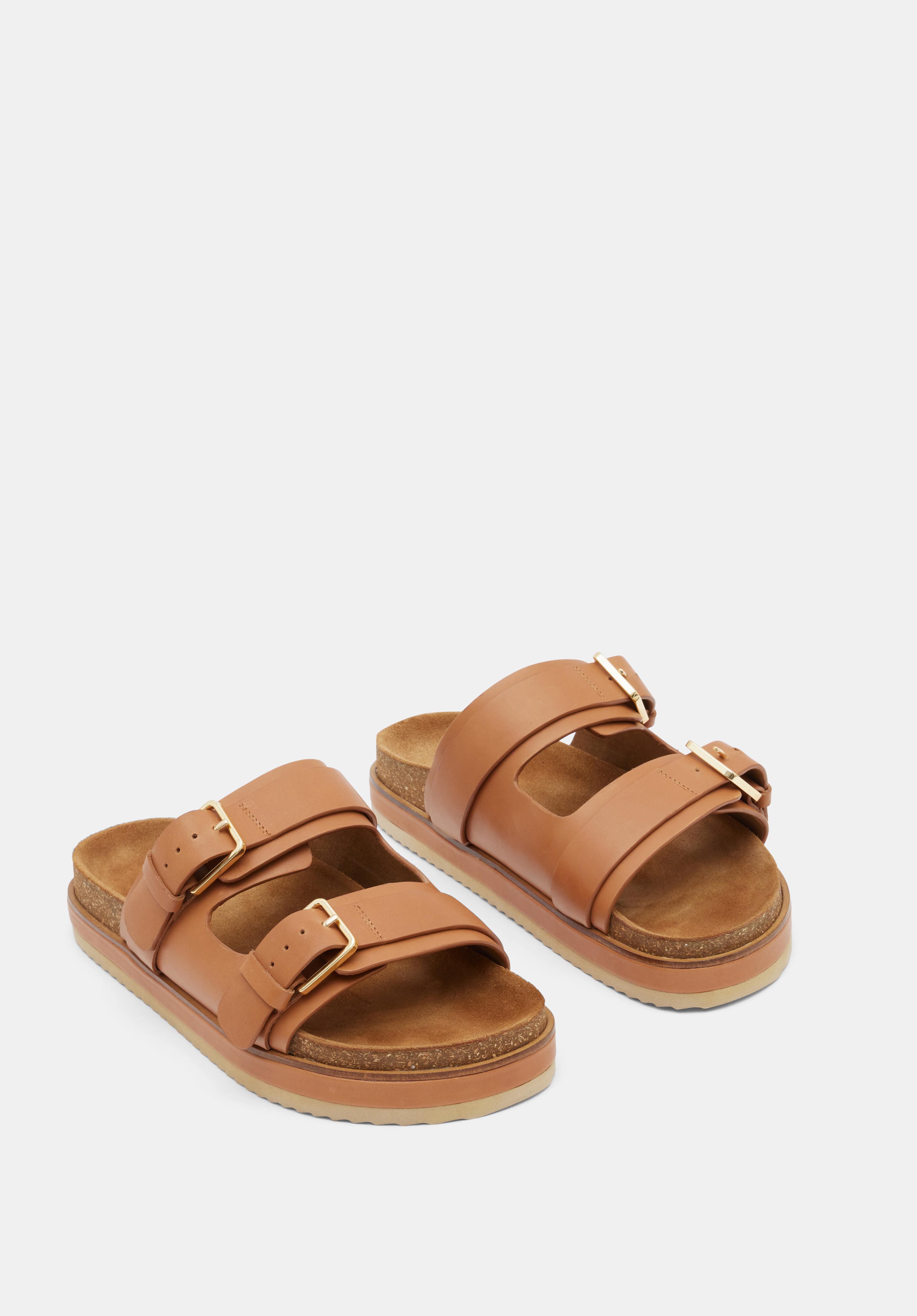 Buckle slides sandals top